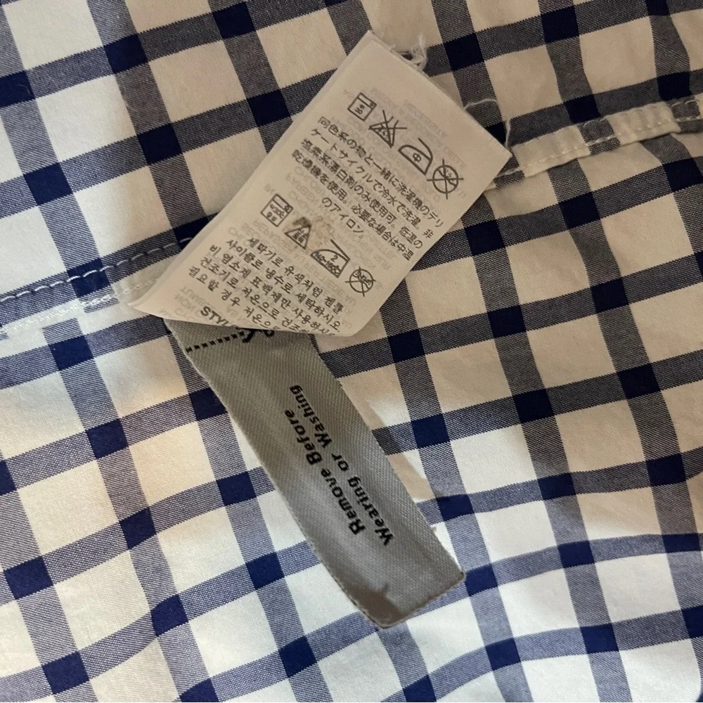 J.‎ Crew Blue White Gingham Button Down Business Casual Shirt Men’s Large